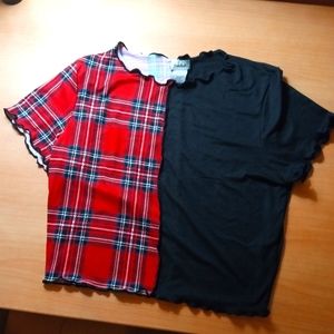 Adorable plaid & black tee-shirt with free leggings!